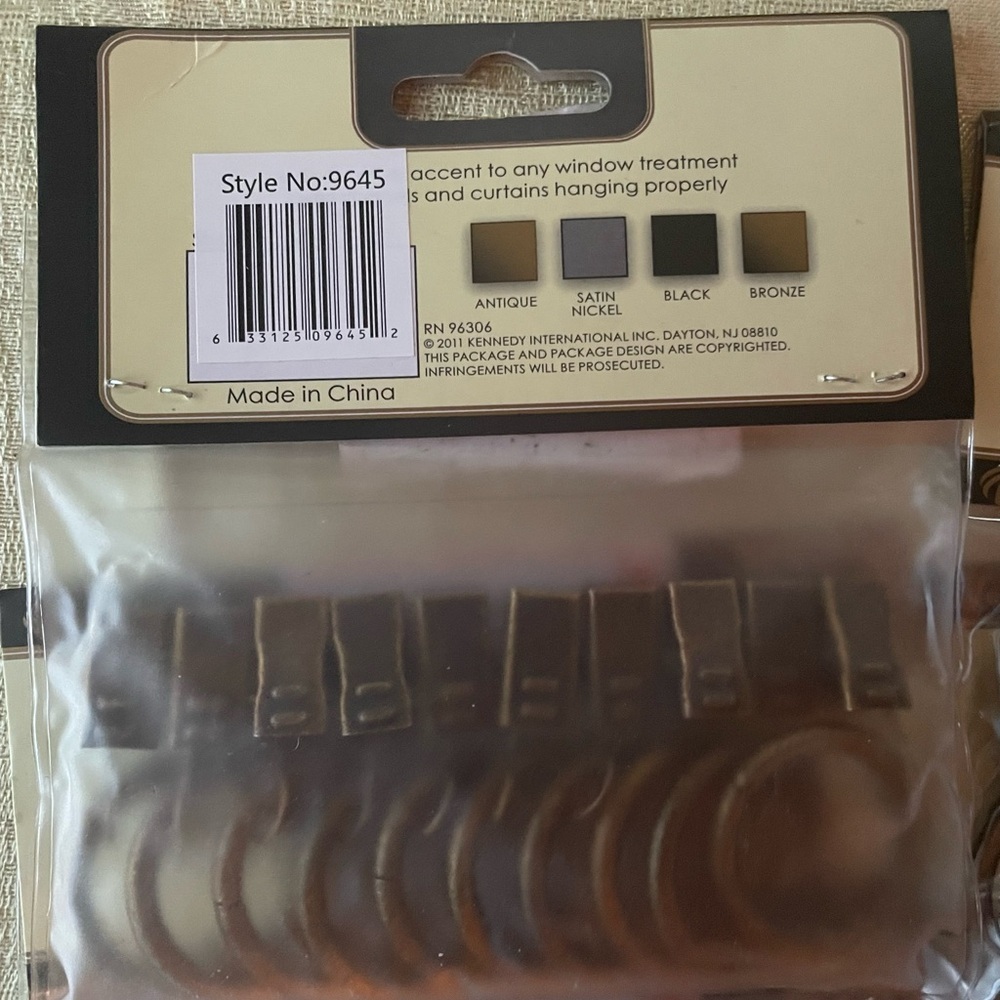 Decorative Drapery Rings Metal Pack 10 - Picture 4 of 6
